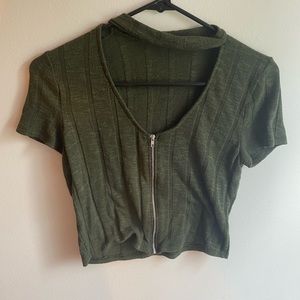 Green crop top